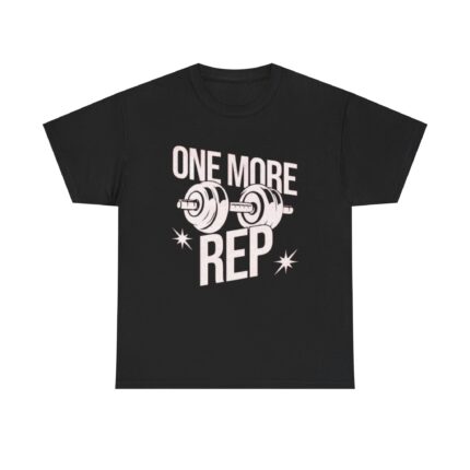 One More Rep Motivational Gym T-Shirt with Dumbbell Design – Fitness Apparel for Men & Women tee