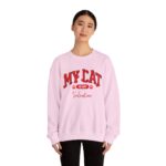 Adorable VALENTINE'S  cat-themed sweatshirt featuring red text with heart accents and paw prints for cat lovers sweater - Image 20