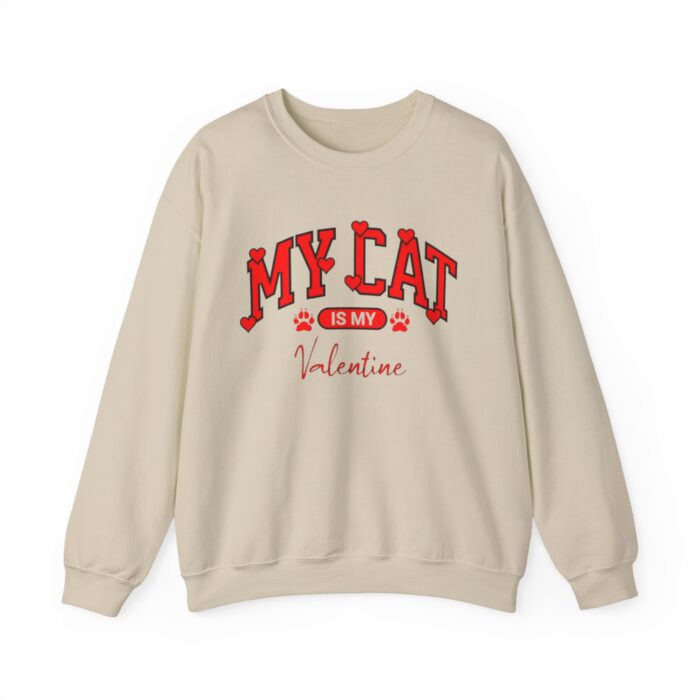 Adorable VALENTINE'S  cat-themed sweatshirt featuring red text with heart accents and paw prints for cat lovers sweater - Image 9