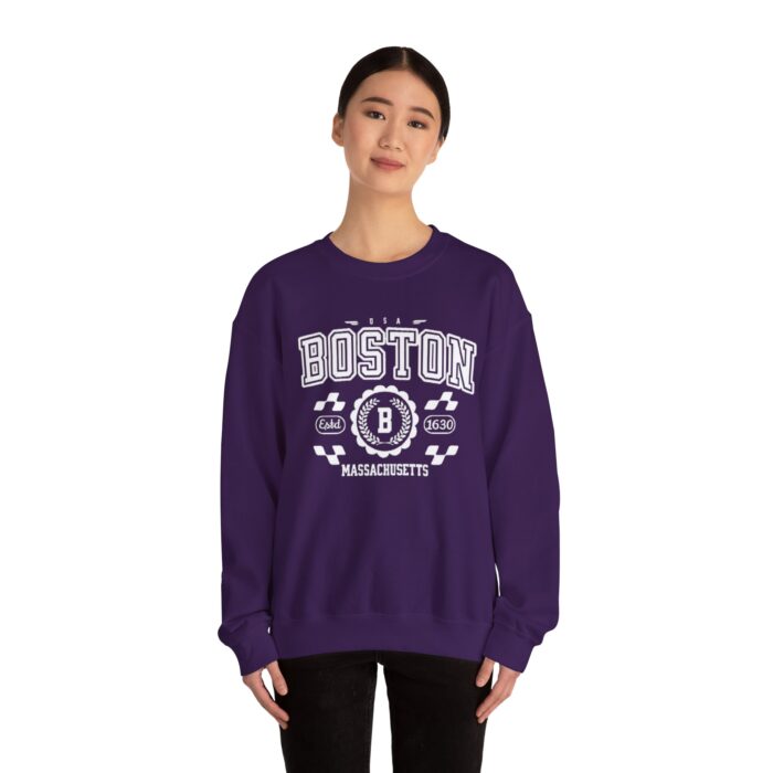 Boston Massachusetts Adult Unisex Crewneck Sweatshirt - Letter Graphic Print - Image 16