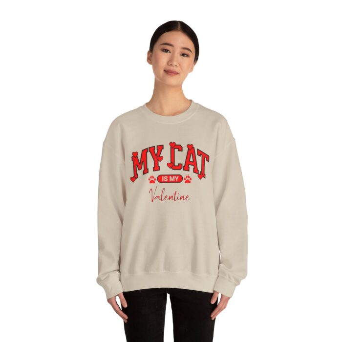 Adorable VALENTINE'S  cat-themed sweatshirt featuring red text with heart accents and paw prints for cat lovers sweater - Image 12