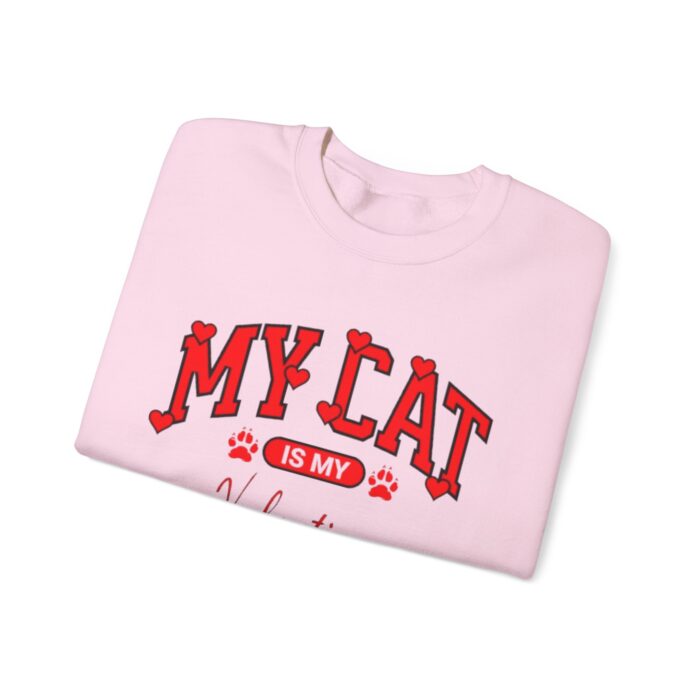 Adorable VALENTINE'S  cat-themed sweatshirt featuring red text with heart accents and paw prints for cat lovers sweater - Image 19