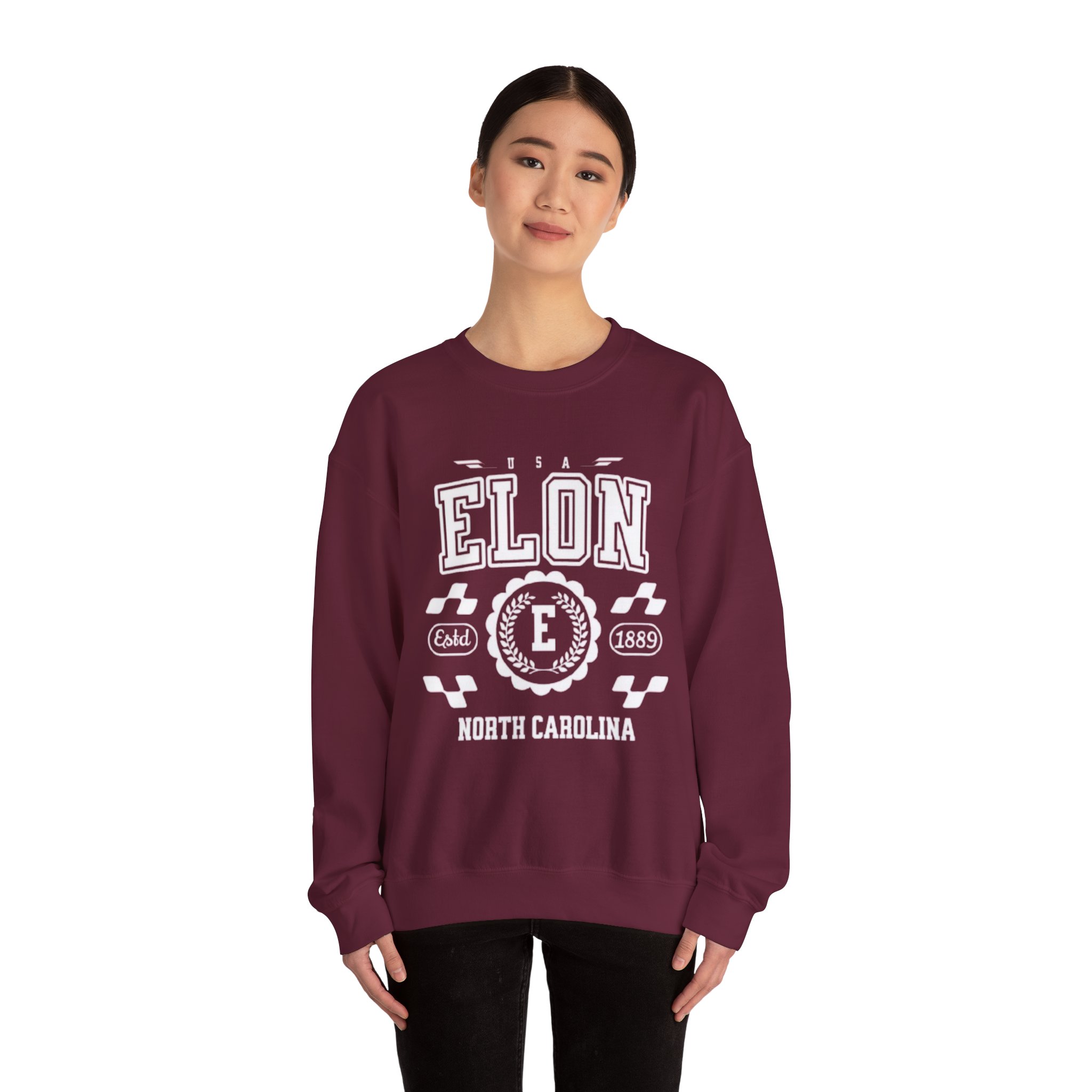 Elon North Carolina Sweatshirt - Unisex Vintage Athletic Crewneck - Image 8