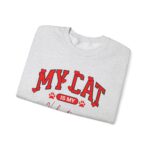 Adorable VALENTINE'S  cat-themed sweatshirt featuring red text with heart accents and paw prints for cat lovers sweater - Image 7