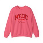 Adorable VALENTINE'S  cat-themed sweatshirt featuring red text with heart accents and paw prints for cat lovers sweater - Image 21