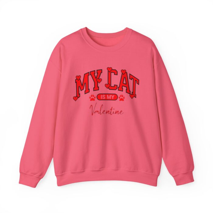 Adorable VALENTINE'S  cat-themed sweatshirt featuring red text with heart accents and paw prints for cat lovers sweater - Image 21