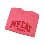 Adorable VALENTINE'S  cat-themed sweatshirt featuring red text with heart accents and paw prints for cat lovers sweater - Image 23