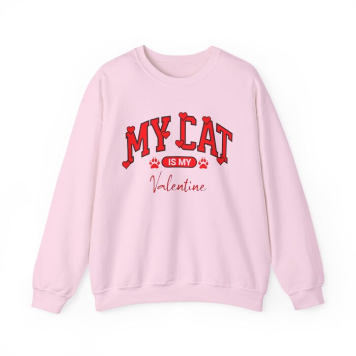 Adorable VALENTINE'S  cat-themed sweatshirt featuring red text with heart accents and paw prints for cat lovers sweater - Image 17