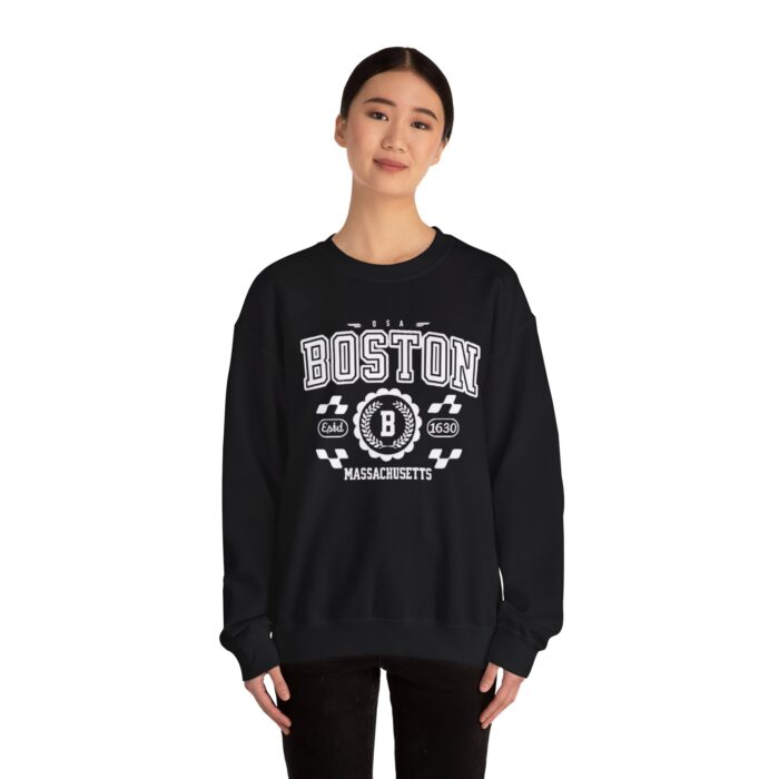 Boston Massachusetts Adult Unisex Crewneck Sweatshirt - Letter Graphic Print - Image 4
