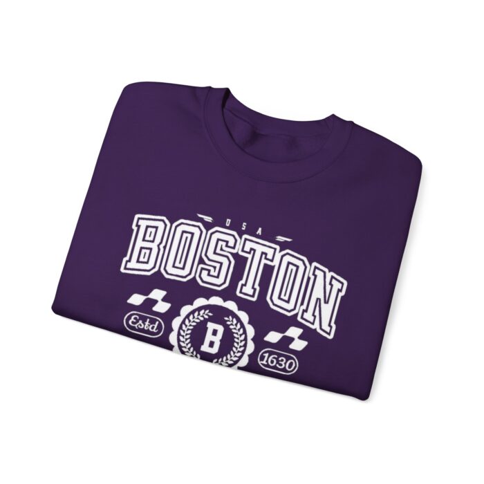 Boston Massachusetts Adult Unisex Crewneck Sweatshirt - Letter Graphic Print - Image 15