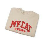 Adorable VALENTINE'S  cat-themed sweatshirt featuring red text with heart accents and paw prints for cat lovers sweater - Image 11