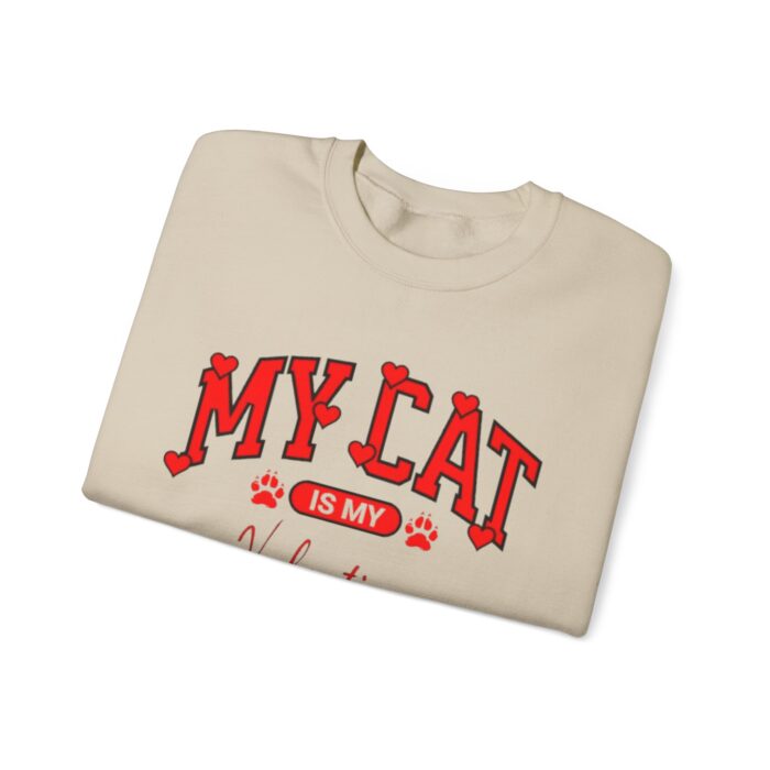 Adorable VALENTINE'S  cat-themed sweatshirt featuring red text with heart accents and paw prints for cat lovers sweater - Image 11