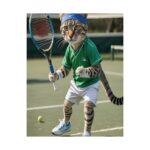 Funny Tennis Cat Matte Vertical Poster, Sporty Tennis Cat Wall Art, Humorous Cat Tennis Player Print, Competitive Animal - Image 2