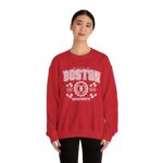 Boston Massachusetts Adult Unisex Crewneck Sweatshirt - Letter Graphic Print - Image 24