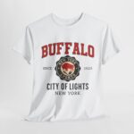Buffalo New York City Lights Unisex Heavy Cotton Tee, Graphic Tee, Casual Wear, Gift for New Yorkers, Travel Souvenir, City Pride Shirt