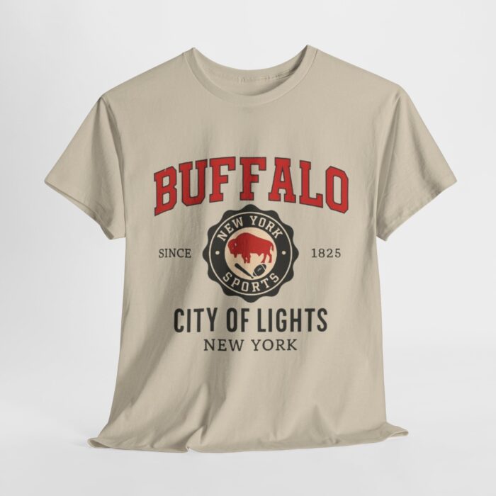 Buffalo New York City Lights Unisex Heavy Cotton Tee, Graphic Tee, Casual Wear, Gift for New Yorkers, Travel Souvenir, City Pride Shirt - Image 3