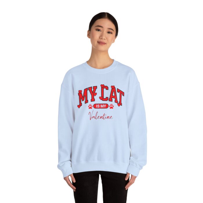 Adorable VALENTINE'S  cat-themed sweatshirt featuring red text with heart accents and paw prints for cat lovers sweater - Image 16