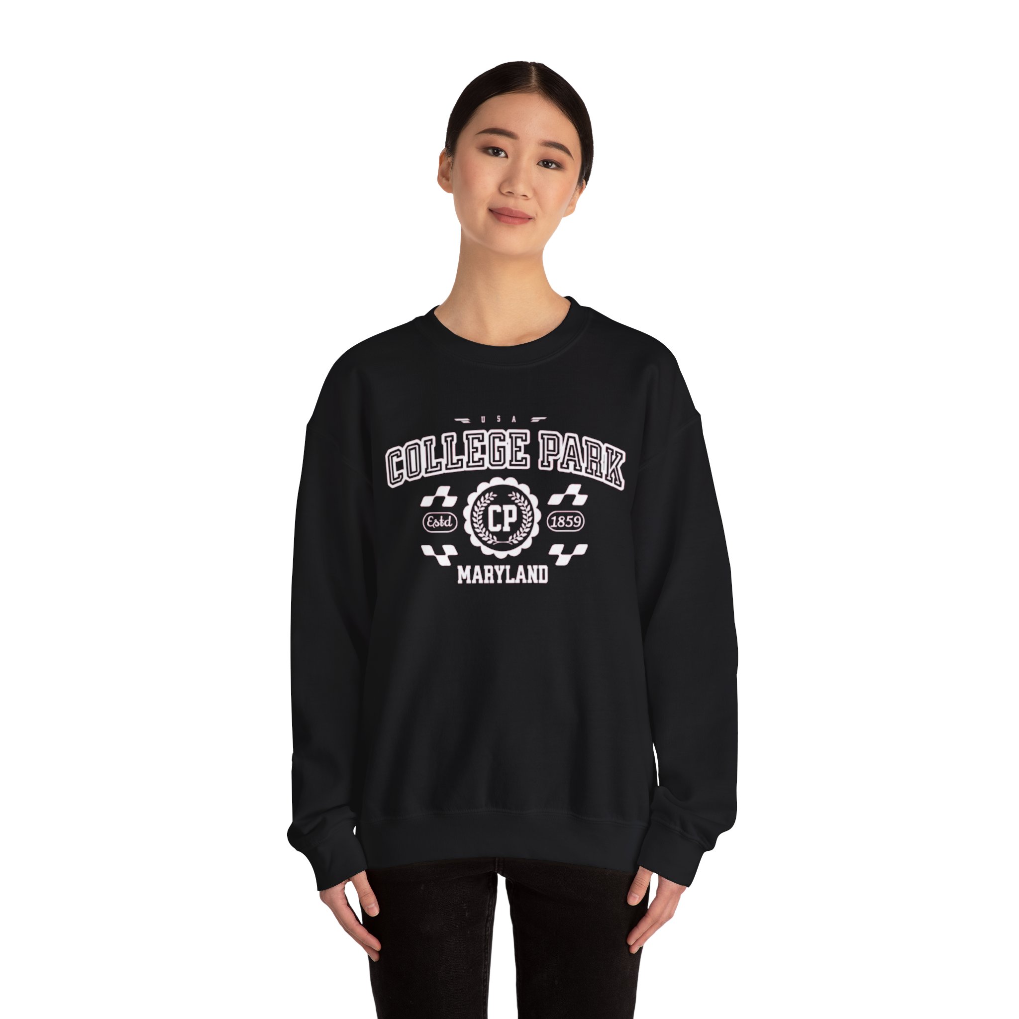 College Park Maryland MD Vintage Athletic Sports Sweatshirt - Unisex Crewneck - Image 4
