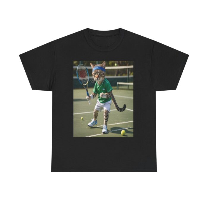 Funny Cat Tennis Unisex Heavy Cotton Tee, Sports Tee, Cat Lover Gift Playful Sports  Tennis Lovers Funny Animal - Image 5