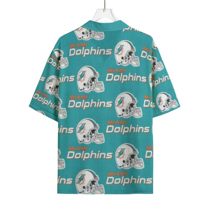 Miami Dolphins Zubaz All-Over Print Men's Hawaiian Rayon Shirt | 115GSM Rayon - Image 1