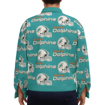 Miami Dolphins Zubaz All-Over Print Unisex Lapel Jacket | 245GSM Cotton