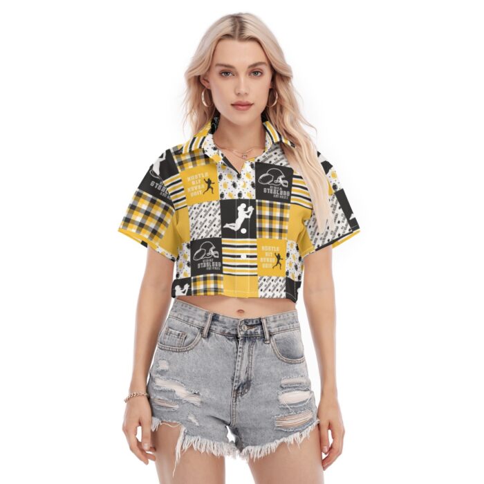Pittsburgh Steelers Zubaz All-Over Print Women's Cropped Shirt - Image 2