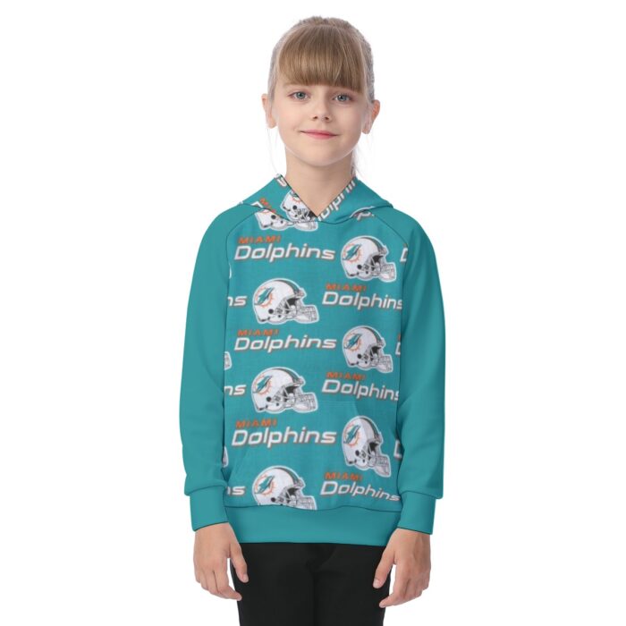 Miami Dolphins Zubaz All-Over Print Kid's Raglan Pullover Hoodie - Image 1