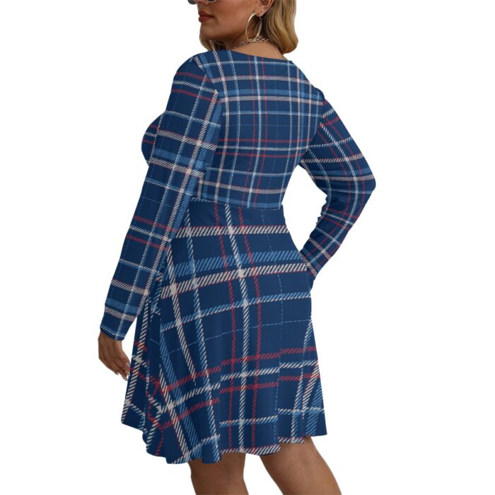 New England Patriots Zubaz All-Over Print Women's V-neck Long Sleeve Dress(Plus Size) - Image 1