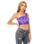 Buffalo Bills Zubaz All-Over Print Women's One-Shoulder Cropped Top - Image 5