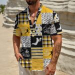 Pittsburgh Steelers All-Over Print Men's Henley Polo Shirt - Image 2