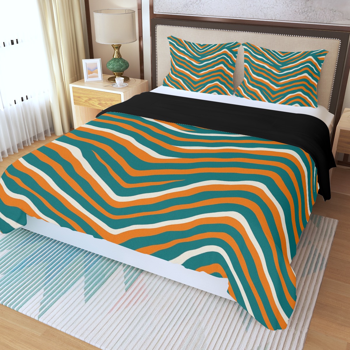 Miami Dolphins Zubaz Three Piece Duvet Bedding Set - Image 3