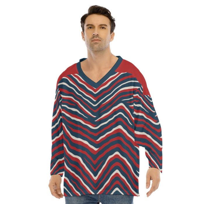 New England Patriots All-Over Print Men's V-neck Ice Hockey Jersey - Image 6