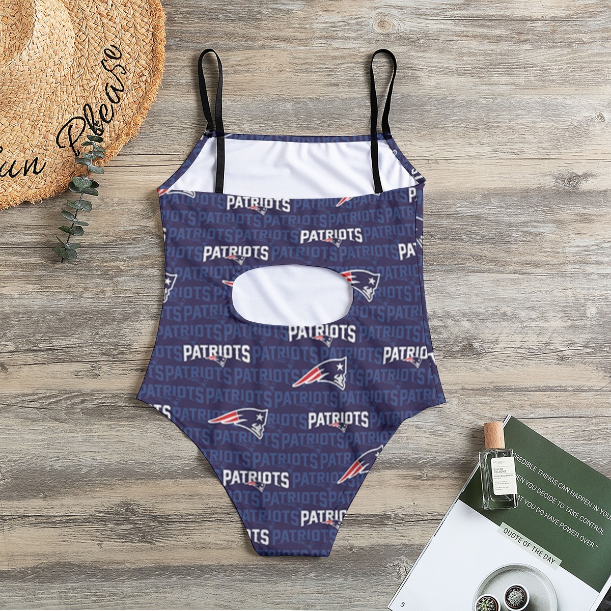 New England Patriots All-Over Print Women's Halter Strap Swimsuit - Image 2