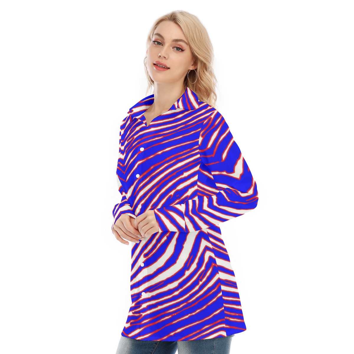 Buffalo Bills Zubaz All-Over Print Women's Long Shirt - Image 2