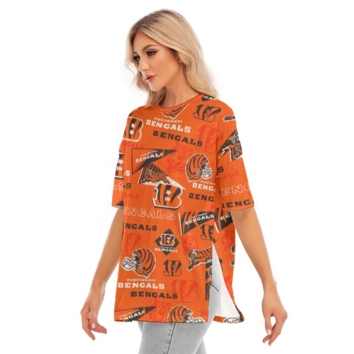 Cincinnati Bengals  Women's Short Sleeves T-shirt With Hem Split - Image 3