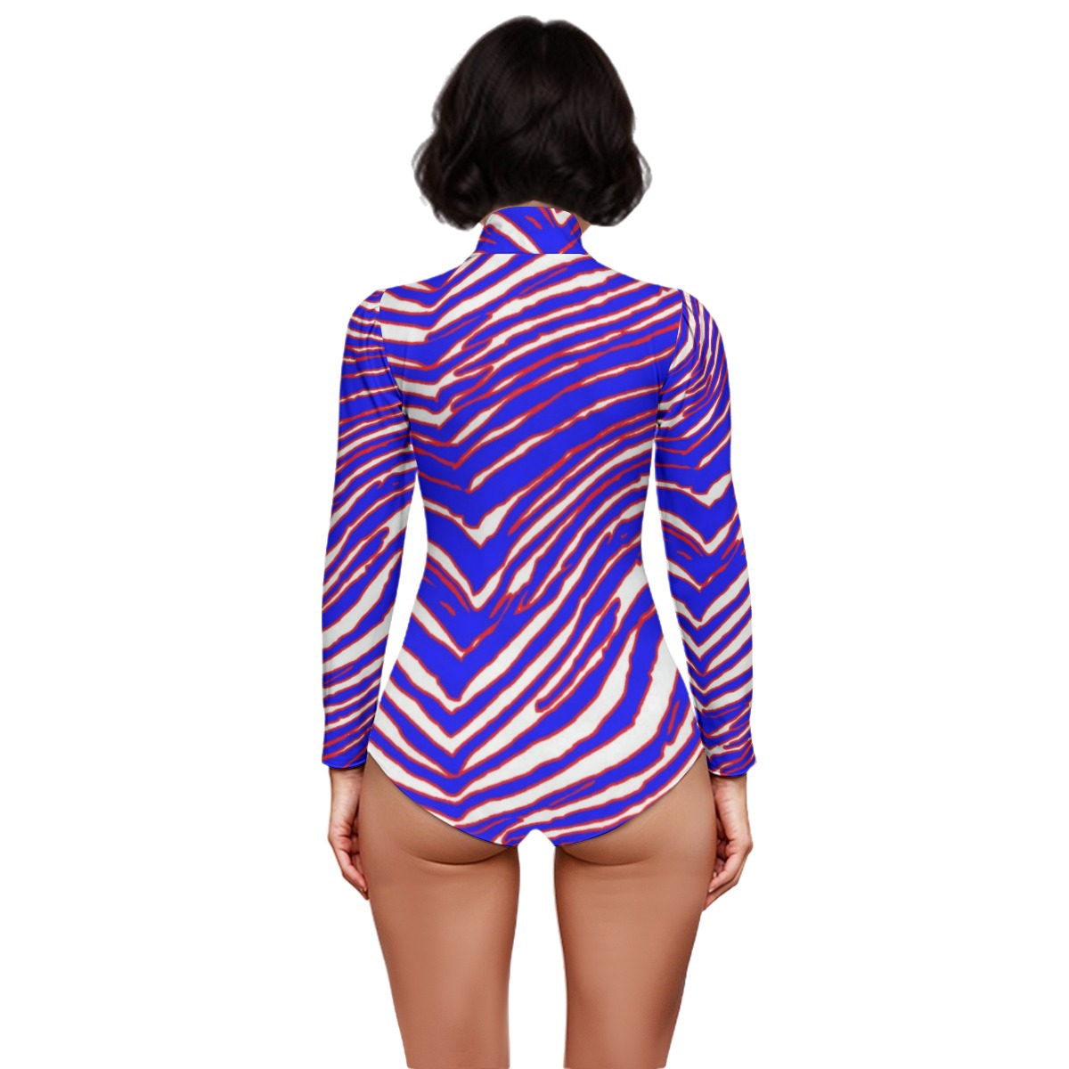 Buffalo Bills Zubaz All-Over Print women's puff sleeve bodysuit