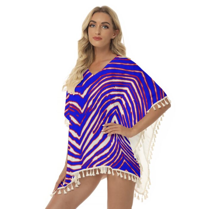 Buffalo Bills Zubaz All-Over Print Women's Square Fringed Shawl - Image 2