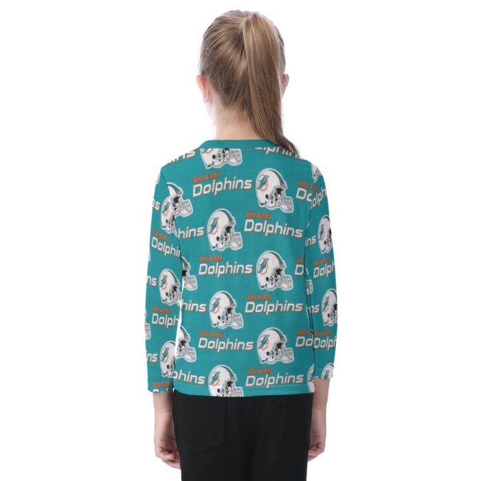 Miami Dolphins Zubaz All-Over Print Kid's O-neck Long Sleeve T-shirt - Image 3