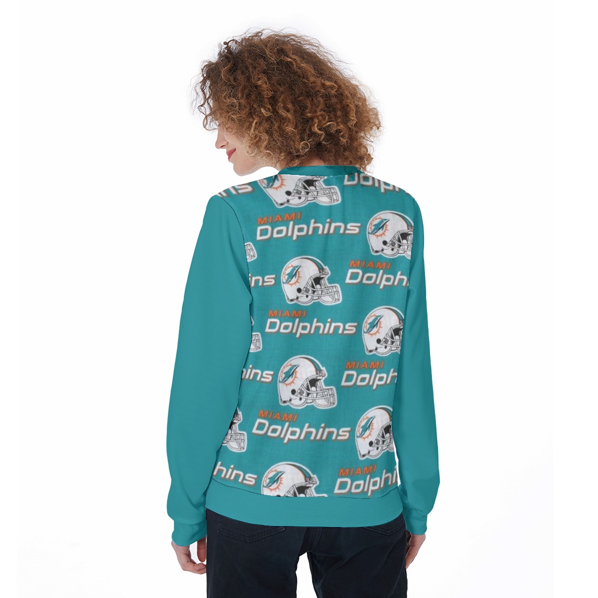 Miami Dolphins Zubaz All-Over Print Women's Loose Sweatshirt - Image 2