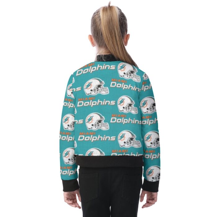 Miami Dolphins Zubaz All-Over Print Kid's Bomber Jacket - Image 1