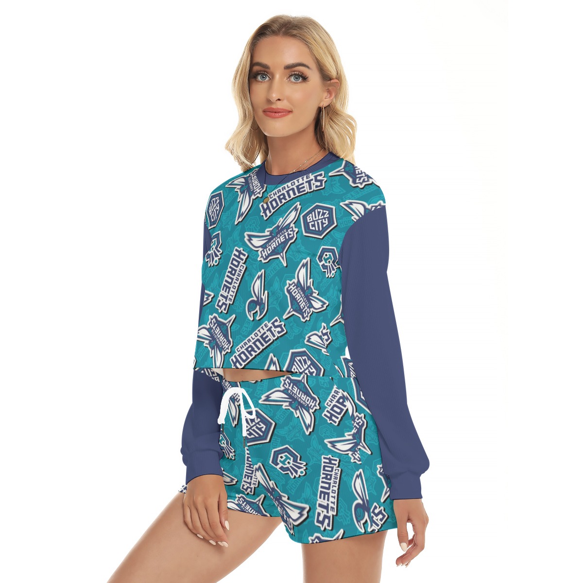 Charlotte Hornets Women's Short Sweatshirt And Pants Suit - Image 2