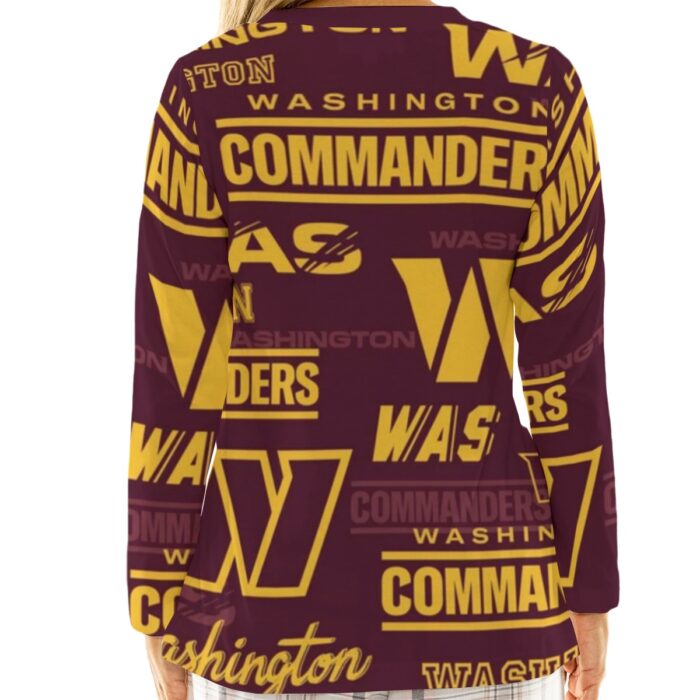 Washington Commanders Women's Loose V-Neck T-Shirt With Long Sleeve - Image 2