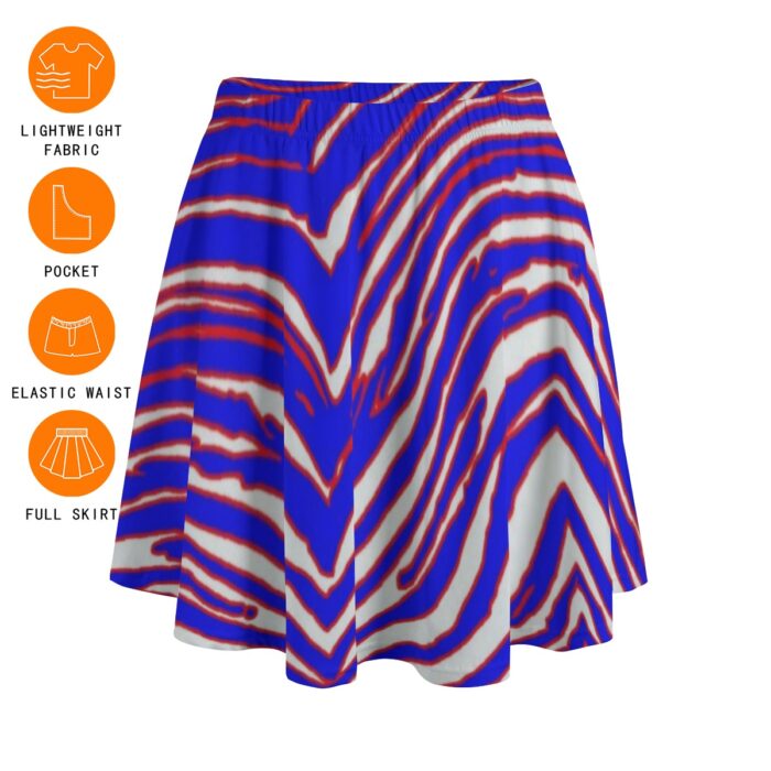 Buffalo Bills Zubaz All-Over Print  Women's Bazyrey Skirts With pocket - Image 3