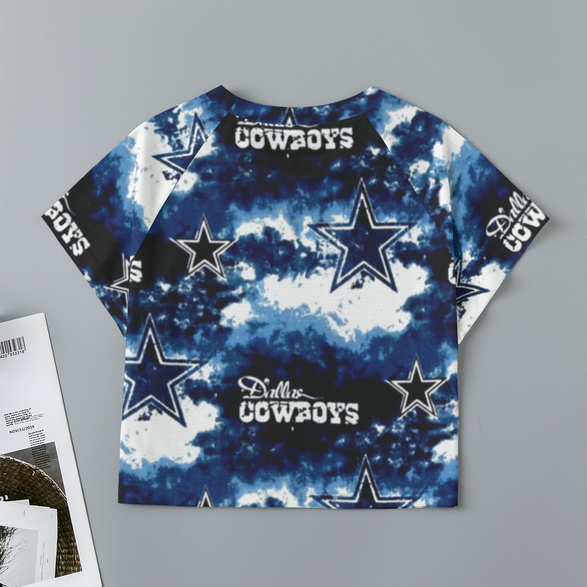 Dallas Cowboys Zubaz Eco-friendly All-Over Print Women's cropped Raglan T-shirt With Short Sleeve - Image 4