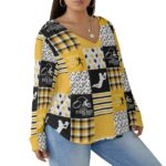 Pittsburgh Steelers Zubaz All-Over Print Women's V-neck T-shirt With Curved Hem(Plus Size) - Image 4