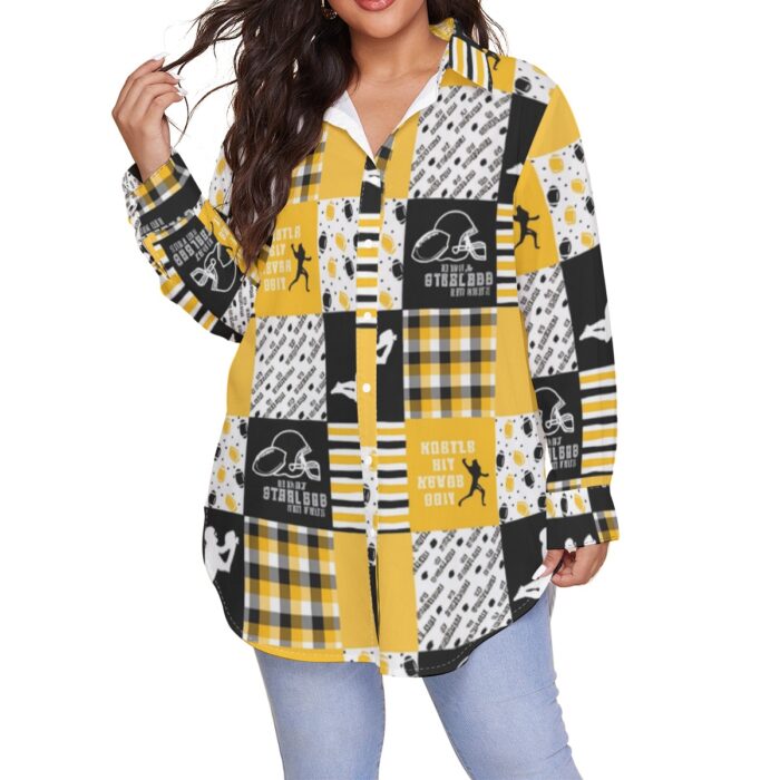 Pittsburgh Steelers Zubaz All-Over Print Women's Shirt With Long Sleeve(Plus Size) - Image 4