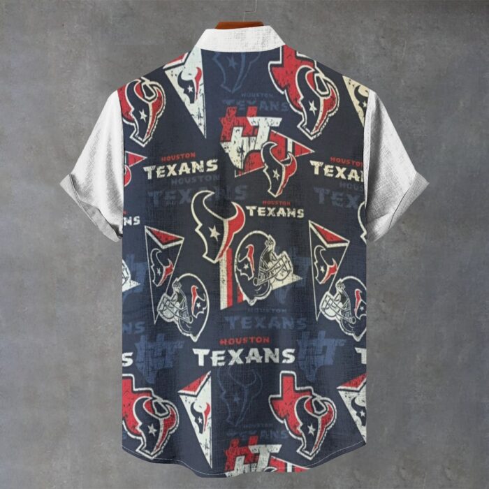 Houston Texans  Men's Stand Collar Shirt|110GSM Imitation Flax - Image 2