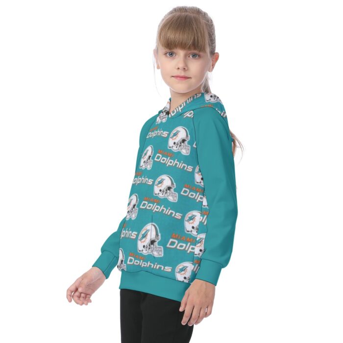 Miami Dolphins Zubaz All-Over Print Kid's Raglan Pullover Hoodie - Image 2
