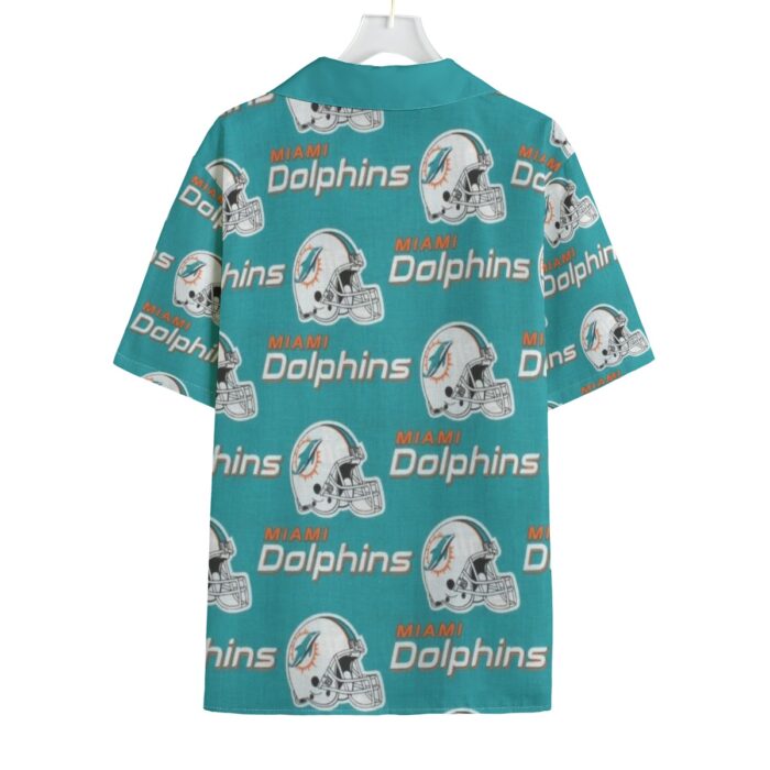Miami Dolphins Zubaz All-Over Print Men's Faux Linen Hawaiian Shirt - Image 2