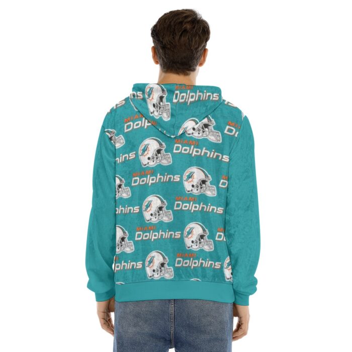 Miami Dolphins Zubaz All-Over Print Men's Pullover Hoodie | Velvet - Image 3